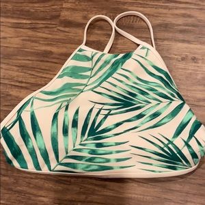 Aerie pink palm leaf high neck bathing suit top